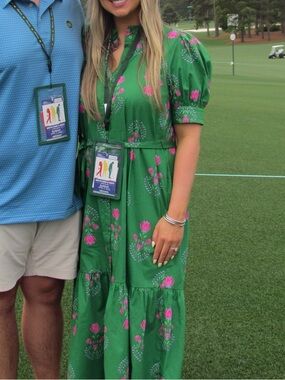 Red Dress Boutique Green Maxi Dress with Pink Floral Print